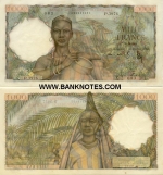 French West Africa 1000 Francs 28.10.1954 (P.3976/099389083) (lt. circulated) XF