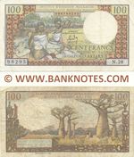 Madagascar 100 Francs = 20 Ariary (1966) (C.22/052774226) (circulated, ph) F-VF