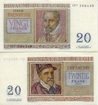 Belgium 20 Francs 3.4.1956 (X13/502879) (circulated) VF-XF