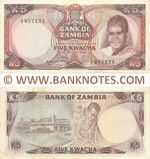 Zambia 5 Kwacha (1973) (5/F 957121) (lt. circulated) XF